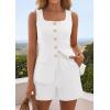 image:imagePRETTYGARDEN Womens 2 Piece Matching Sets 2026 Fashion Suit Vest Tops Shorts Set Spring Business Casual Vacation OutfitsWhite