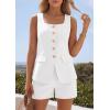 image:imagePRETTYGARDEN Womens 2 Piece Matching Sets 2026 Fashion Suit Vest Tops Shorts Set Spring Business Casual Vacation OutfitsWhite