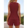 image:imagePRETTYGARDEN Womens 2 Piece Matching Sets 2026 Fashion Suit Vest Tops Shorts Set Spring Business Casual Vacation OutfitsWine Red