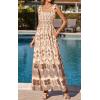 image:imagePRETTYGARDEN Womens 2026 Summer Maxi Dress Tie Straps Floral Beach Vacation Long Dresses Smocked Boho Sundress with PocketsApricot Brown Floral