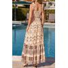 image:imagePRETTYGARDEN Womens 2026 Summer Maxi Dress Tie Straps Floral Beach Vacation Long Dresses Smocked Boho Sundress with PocketsApricot Brown Floral