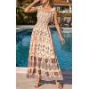 image:imagePRETTYGARDEN Womens 2026 Summer Maxi Dress Tie Straps Floral Beach Vacation Long Dresses Smocked Boho Sundress with PocketsApricot Brown Floral