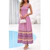image:imagePRETTYGARDEN Womens 2026 Summer Maxi Dress Tie Straps Floral Beach Vacation Long Dresses Smocked Boho Sundress with PocketsPink Purple Floral