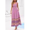 image:imagePRETTYGARDEN Womens 2026 Summer Maxi Dress Tie Straps Floral Beach Vacation Long Dresses Smocked Boho Sundress with PocketsPink Purple Floral
