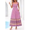 image:imagePRETTYGARDEN Womens 2026 Summer Maxi Dress Tie Straps Floral Beach Vacation Long Dresses Smocked Boho Sundress with PocketsPink Purple Floral
