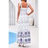 image:imagePRETTYGARDEN Womens 2026 Summer Maxi Dress Tie Straps Floral Beach Vacation Long Dresses Smocked Boho Sundress with PocketsWhite Blue Floral
