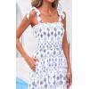 image:imagePRETTYGARDEN Womens 2026 Summer Maxi Dress Tie Straps Floral Beach Vacation Long Dresses Smocked Boho Sundress with PocketsWhite Blue Floral