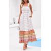 image:imagePRETTYGARDEN Womens 2026 Summer Maxi Dress Tie Straps Floral Beach Vacation Long Dresses Smocked Boho Sundress with PocketsWhite Orange Floral