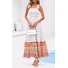 image:imagePRETTYGARDEN Womens 2026 Summer Maxi Dress Tie Straps Floral Beach Vacation Long Dresses Smocked Boho Sundress with PocketsWhite Orange Floral