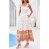 image:imagePRETTYGARDEN Womens 2026 Summer Maxi Dress Tie Straps Floral Beach Vacation Long Dresses Smocked Boho Sundress with PocketsWhite Orange Floral