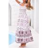 image:imagePRETTYGARDEN Womens 2026 Summer Maxi Dress Tie Straps Floral Beach Vacation Long Dresses Smocked Boho Sundress with PocketsWhite Rose Red Floral