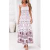 image:imagePRETTYGARDEN Womens 2026 Summer Maxi Dress Tie Straps Floral Beach Vacation Long Dresses Smocked Boho Sundress with PocketsWhite Rose Red Floral