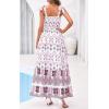 image:imagePRETTYGARDEN Womens 2026 Summer Maxi Dress Tie Straps Floral Beach Vacation Long Dresses Smocked Boho Sundress with PocketsWhite Rose Red Floral