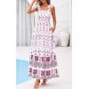 image:imagePRETTYGARDEN Womens 2026 Summer Maxi Dress Tie Straps Floral Beach Vacation Long Dresses Smocked Boho Sundress with PocketsWhite Rose Red Floral