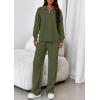 image:imagePRETTYGARDEN Womens Casual Two Piece Sets Fall 2026 Outfits Quarter Zip Sweatshirts Straight Leg Pants Sweatsuits TracksuitArmy Green