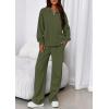 image:imagePRETTYGARDEN Womens Casual Two Piece Sets Fall 2026 Outfits Quarter Zip Sweatshirts Straight Leg Pants Sweatsuits TracksuitArmy Green