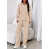 image:imagePRETTYGARDEN Womens Casual Two Piece Sets Fall 2026 Outfits Quarter Zip Sweatshirts Straight Leg Pants Sweatsuits TracksuitBeige