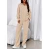 image:imagePRETTYGARDEN Womens Casual Two Piece Sets Fall 2026 Outfits Quarter Zip Sweatshirts Straight Leg Pants Sweatsuits TracksuitBeige