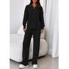 image:imagePRETTYGARDEN Womens Casual Two Piece Sets Fall 2026 Outfits Quarter Zip Sweatshirts Straight Leg Pants Sweatsuits TracksuitBlack