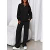 image:imagePRETTYGARDEN Womens Casual Two Piece Sets Fall 2026 Outfits Quarter Zip Sweatshirts Straight Leg Pants Sweatsuits TracksuitBlack