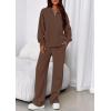 image:imagePRETTYGARDEN Womens Casual Two Piece Sets Fall 2026 Outfits Quarter Zip Sweatshirts Straight Leg Pants Sweatsuits TracksuitBrown