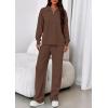 image:imagePRETTYGARDEN Womens Casual Two Piece Sets Fall 2026 Outfits Quarter Zip Sweatshirts Straight Leg Pants Sweatsuits TracksuitBrown