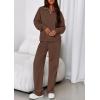 image:imagePRETTYGARDEN Womens Casual Two Piece Sets Fall 2026 Outfits Quarter Zip Sweatshirts Straight Leg Pants Sweatsuits TracksuitBrown