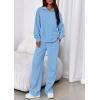 image:imagePRETTYGARDEN Womens Casual Two Piece Sets Fall 2026 Outfits Quarter Zip Sweatshirts Straight Leg Pants Sweatsuits TracksuitLight Blue