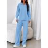 image:imagePRETTYGARDEN Womens Casual Two Piece Sets Fall 2026 Outfits Quarter Zip Sweatshirts Straight Leg Pants Sweatsuits TracksuitLight Blue