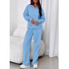 image:imagePRETTYGARDEN Womens Casual Two Piece Sets Fall 2026 Outfits Quarter Zip Sweatshirts Straight Leg Pants Sweatsuits TracksuitLight Blue