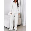image:imagePRETTYGARDEN Womens Casual Two Piece Sets Fall 2026 Outfits Quarter Zip Sweatshirts Straight Leg Pants Sweatsuits TracksuitWhite