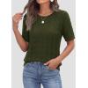 image:imagePRETTYGARDEN Womens Short Sleeve Sweater Crochet Summer Tops 2026 Trendy Casual Hollow Out Shirts Beach Vacation ClothesArmy Green
