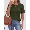 image:imagePRETTYGARDEN Womens Short Sleeve Sweater Crochet Summer Tops 2026 Trendy Casual Hollow Out Shirts Beach Vacation ClothesArmy Green