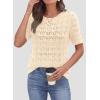 image:imagePRETTYGARDEN Womens Short Sleeve Sweater Crochet Summer Tops 2026 Trendy Casual Hollow Out Shirts Beach Vacation ClothesBeige