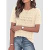 image:imagePRETTYGARDEN Womens Short Sleeve Sweater Crochet Summer Tops 2026 Trendy Casual Hollow Out Shirts Beach Vacation ClothesBeige