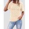 image:imagePRETTYGARDEN Womens Short Sleeve Sweater Crochet Summer Tops 2026 Trendy Casual Hollow Out Shirts Beach Vacation ClothesBeige