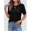 image:imagePRETTYGARDEN Womens Short Sleeve Sweater Crochet Summer Tops 2026 Trendy Casual Hollow Out Shirts Beach Vacation ClothesBlack
