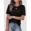 image:imagePRETTYGARDEN Womens Short Sleeve Sweater Crochet Summer Tops 2026 Trendy Casual Hollow Out Shirts Beach Vacation ClothesBlack
