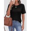 image:imagePRETTYGARDEN Womens Short Sleeve Sweater Crochet Summer Tops 2026 Trendy Casual Hollow Out Shirts Beach Vacation ClothesBlack