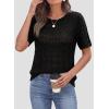 image:imagePRETTYGARDEN Womens Short Sleeve Sweater Crochet Summer Tops 2026 Trendy Casual Hollow Out Shirts Beach Vacation ClothesBlack