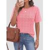 image:imagePRETTYGARDEN Womens Short Sleeve Sweater Crochet Summer Tops 2026 Trendy Casual Hollow Out Shirts Beach Vacation ClothesPink