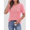 image:imagePRETTYGARDEN Womens Short Sleeve Sweater Crochet Summer Tops 2026 Trendy Casual Hollow Out Shirts Beach Vacation ClothesPink