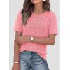 image:imagePRETTYGARDEN Womens Short Sleeve Sweater Crochet Summer Tops 2026 Trendy Casual Hollow Out Shirts Beach Vacation ClothesPink
