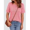 image:imagePRETTYGARDEN Womens Short Sleeve Sweater Crochet Summer Tops 2026 Trendy Casual Hollow Out Shirts Beach Vacation ClothesPink