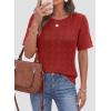 image:imagePRETTYGARDEN Womens Short Sleeve Sweater Crochet Summer Tops 2026 Trendy Casual Hollow Out Shirts Beach Vacation ClothesRed