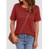 image:imagePRETTYGARDEN Womens Short Sleeve Sweater Crochet Summer Tops 2026 Trendy Casual Hollow Out Shirts Beach Vacation ClothesRed