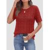 image:imagePRETTYGARDEN Womens Short Sleeve Sweater Crochet Summer Tops 2026 Trendy Casual Hollow Out Shirts Beach Vacation ClothesRed