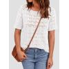 image:imagePRETTYGARDEN Womens Short Sleeve Sweater Crochet Summer Tops 2026 Trendy Casual Hollow Out Shirts Beach Vacation ClothesWhite