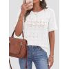 image:imagePRETTYGARDEN Womens Short Sleeve Sweater Crochet Summer Tops 2026 Trendy Casual Hollow Out Shirts Beach Vacation ClothesWhite