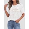 image:imagePRETTYGARDEN Womens Short Sleeve Sweater Crochet Summer Tops 2026 Trendy Casual Hollow Out Shirts Beach Vacation ClothesWhite